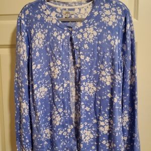 XL Croft & Barrow blue floral cardigan